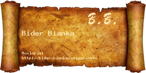 Bider Bianka névjegykártya